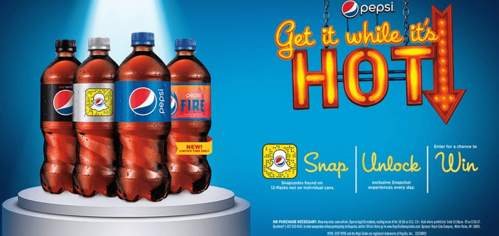 emballage Pepsi avec Snapcodes 